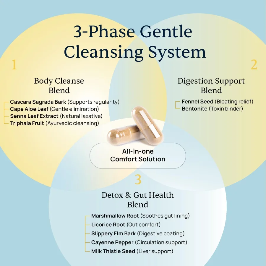 BellyFlush 3-phase blend diagram from the manufacturer