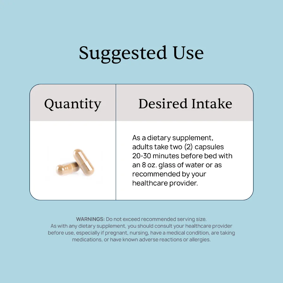 BellyFlush suggested use: two capsules 20 to 30 minutes before bed with an 8 oz glass of water