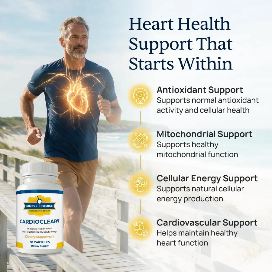 CardioClear7 heart health support: antioxidant, mitochondrial, cellular energy and cardiovascular support