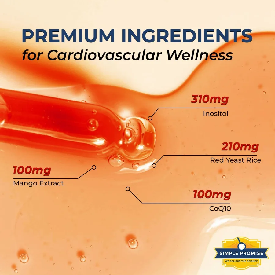 HeartAide premium ingredients: inositol, red yeast rice, mango extract and CoQ10 100 mg